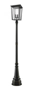 Z-Lite Seoul 3 Light Outdoor Post Mounted Fixture in Black Finish Model: 571PHXLR-564P-BK