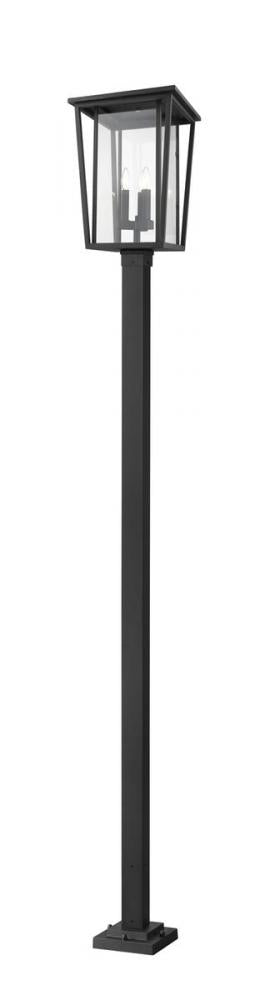 Z-Lite Seoul 3 Light Outdoor Post Mounted Fixture in Black Finish Model: 571PHXLS-536P-BK