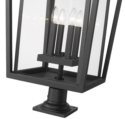 Z-Lite Seoul 4 Light Outdoor Pier Mounted Fixture in Black Finish Model: 571PHXXLR-533PM-BK
