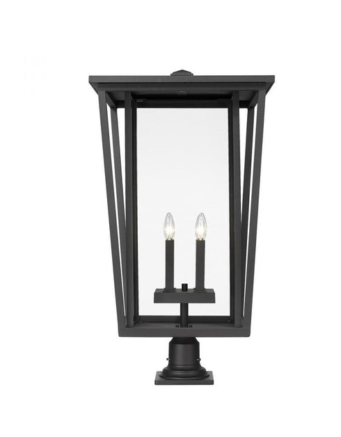 Z-Lite Seoul 4 Light Outdoor Pier Mounted Fixture in Black Finish Model: 571PHXXLR-533PM-BK