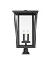 Z-Lite Seoul 4 Light Outdoor Pier Mounted Fixture in Black Finish Model: 571PHXXLR-533PM-BK
