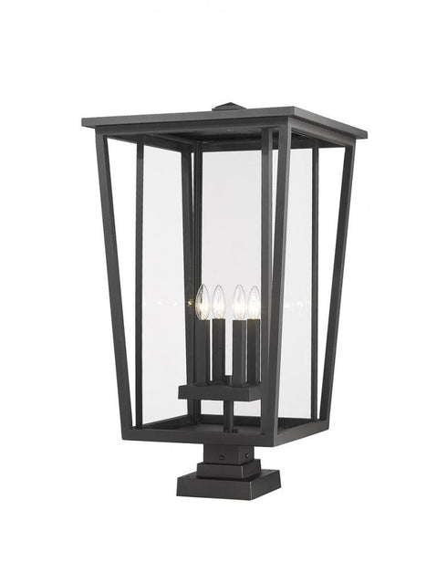 Z-Lite Seoul 4 Light Outdoor Pier Mounted Fixture in Black Finish Model: 571PHXXLS-SQPM-BK