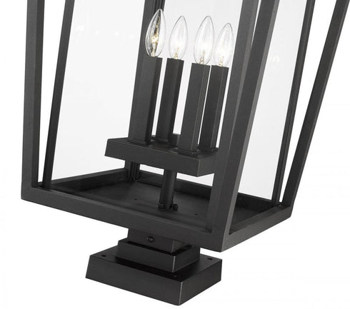 Z-Lite Seoul 4 Light Outdoor Pier Mounted Fixture in Black Finish Model: 571PHXXLS-SQPM-BK