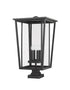 Z-Lite Seoul 4 Light Outdoor Pier Mounted Fixture in Black Finish Model: 571PHXXLS-SQPM-BK