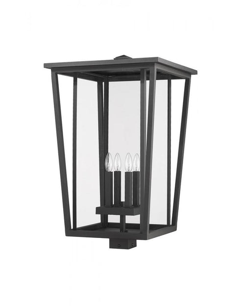 Z-Lite Seoul 4 Light Outdoor Post Mount Fixture in Black Finish Model: 571PHXXLS-BK