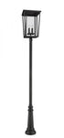 Z-Lite Seoul 4 Light Outdoor Post Mounted Fixture in Black Finish Model: 571PHXXLR-511P-BK