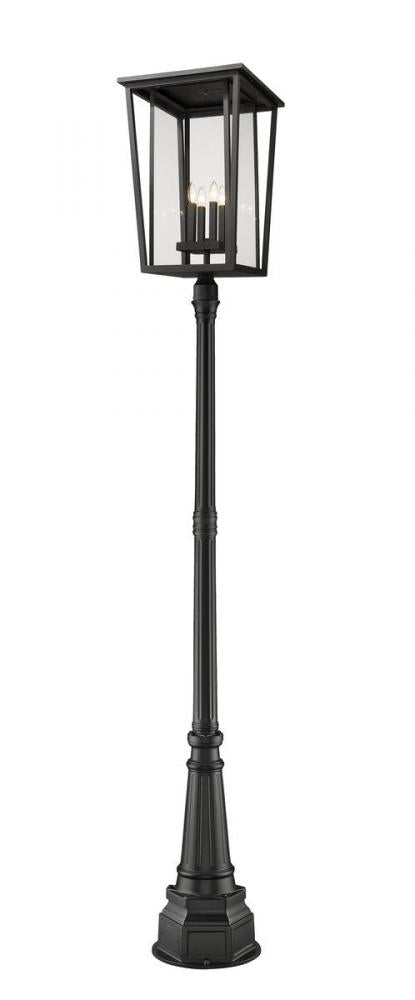 Z-Lite Seoul 4 Light Outdoor Post Mounted Fixture in Black Finish Model: 571PHXXLR-564P-BK
