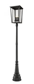 Z-Lite Seoul 4 Light Outdoor Post Mounted Fixture in Black Finish Model: 571PHXXLR-564P-BK