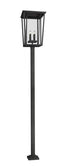 Z-Lite Seoul 4 Light Outdoor Post Mounted Fixture in Black Finish Model: 571PHXXLS-536P-BK