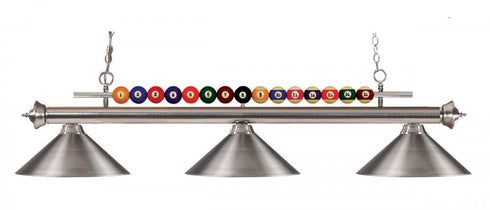 Z-Lite Shark 3 Light Billiard in Brushed Nickel Finish Model: 170BN-MBN