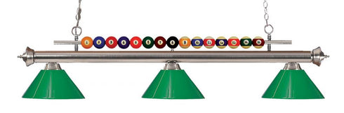 Z-Lite Shark 3 Light Billiard in Brushed Nickel Finish Model: 170BN-PGR
