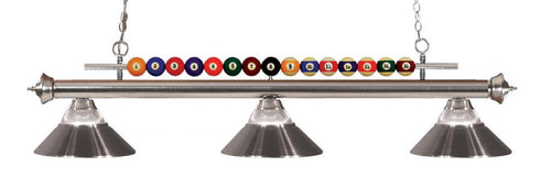Z-Lite Shark 3 Light Billiard in Brushed Nickel Finish Model: 170BN-RBN