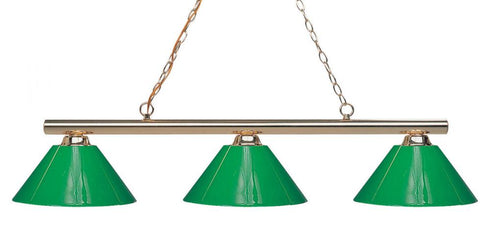 Z-Lite Sharp Shooter 3 Light Billiard in Polished Brass Finish Model: 155-3PB-PGR