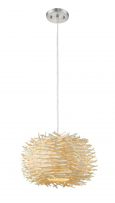 Z-Lite Sora 1 Light Pendant in Brushed Nickel Finish Model: 459-16NAT