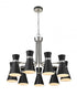 Z-Lite Soriano 9 Light Chandelier in Matte Black + Brushed Nickel Finish Model: 728-9MB-BN
