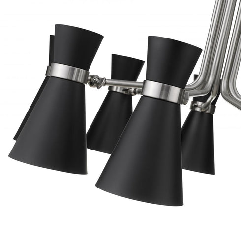 Z-Lite Soriano 9 Light Chandelier in Matte Black + Brushed Nickel Finish Model: 728-9MB-BN