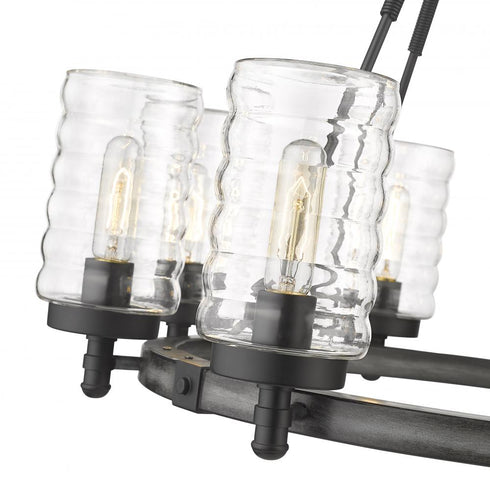 Z-Lite Tahoe 8 Light Outdoor Chandelier in Ashen Barnboard Finish Model: 588-8ABB