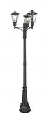 Z-Lite Talbot 1 Light Outdoor Post Mount Fixture in Black Finish Model: 579PHMR-3-564P-BK