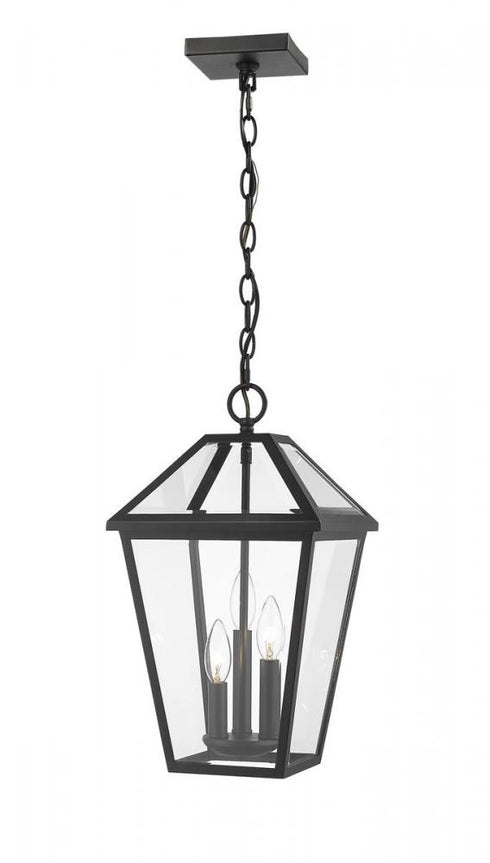 Z-Lite Talbot 3 Light Outdoor Chain Mount Ceiling Fixture in Black Finish Model: 579CHB-BK