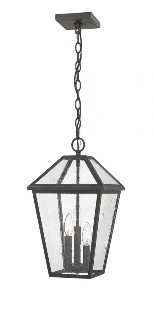 Z-Lite Talbot 3 Light Outdoor Chain Mount Ceiling Fixture in Black Finish Model: 579CHB-BK