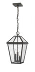 Z-Lite Talbot 3 Light Outdoor Chain Mount Ceiling Fixture in Black Finish Model: 579CHB-BK