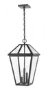 Z-Lite Talbot 3 Light Outdoor Chain Mount Ceiling Fixture in Black Finish Model: 579CHXL-BK