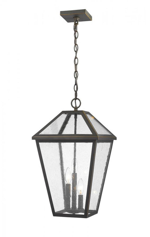 Z-Lite Talbot 3 Light Outdoor Chain Mount Ceiling Fixture in Black Finish Model: 579CHXL-BK