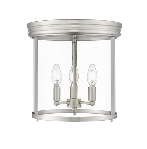 Z-Lite Thayer 3 Light Flush Mount in Brushed Nickel Finish Model: 742F13-BN