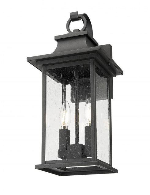 Z-Lite Tiberius 2 Light Outdoor Wall Light in Black Finish Model: 5017M-BK