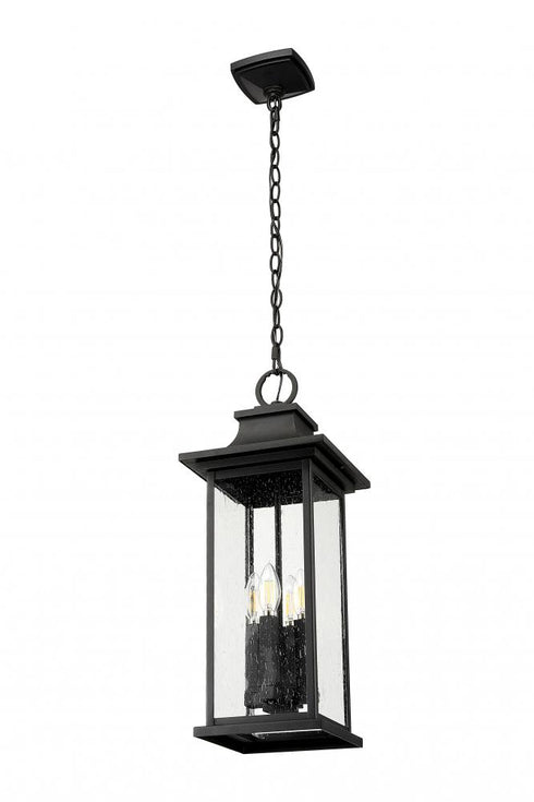 Z-Lite Tiberius 4 Light Outdoor Chain Mount Ceiling Fixture in Black Finish Model: 5017CHB-BK
