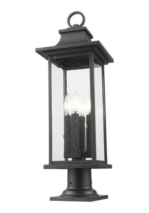 Z-Lite Tiberius 4 Light Outdoor Pier Mounted Fixture in Black Finish Model: 5017PHBR-533PM-BK