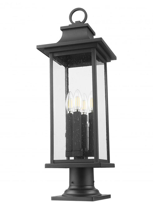 Z-Lite Tiberius 4 Light Outdoor Pier Mounted Fixture in Black Finish Model: 5017PHBR-533PM-BK
