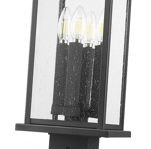 Z-Lite Tiberius 4 Light Outdoor Pier Mounted Fixture in Black Finish Model: 5017PHBS-SQPM-BK