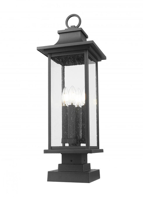 Z-Lite Tiberius 4 Light Outdoor Pier Mounted Fixture in Black Finish Model: 5017PHBS-SQPM-BK