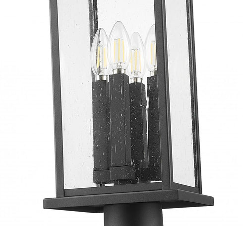 Z-Lite Tiberius 4 Light Outdoor Post Mounted Fixture in Black Finish Model: 5017PHBR-5010P-BK