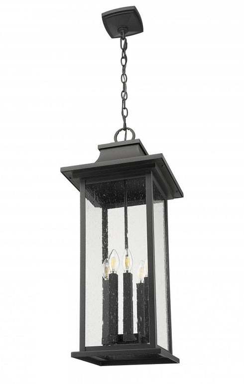 Z-Lite Tiberius 6 Light Outdoor Chain Mount Ceiling Fixture in Black Finish Model: 5017CHXL-BK