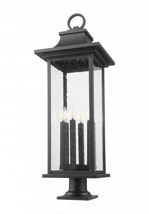 Z-Lite Tiberius 6 Light Outdoor Pier Mounted Fixture in Black Finish Model: 5017PHXLR-533PM-BK