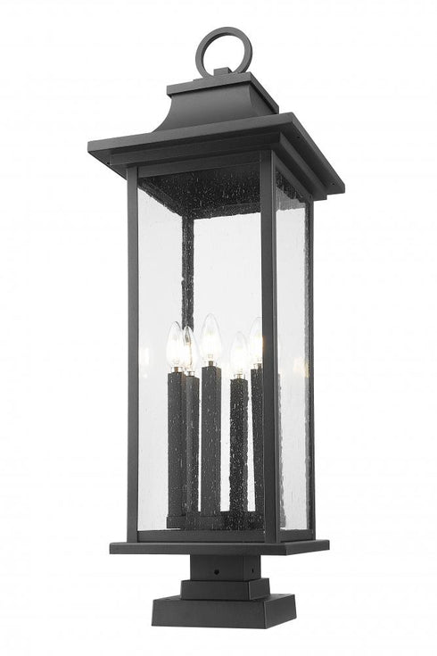 Z-Lite Tiberius 6 Light Outdoor Pier Mounted Fixture in Black Finish Model: 5017PHXLS-SQPM-BK