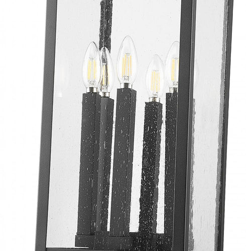 Z-Lite Tiberius 6 Light Outdoor Pier Mounted Fixture in Black Finish Model: 5017PHXLS-SQPM-BK