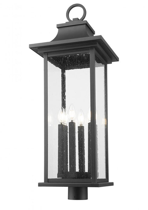 Z-Lite Tiberius 6 Light Outdoor Post Mount Fixture in Black Finish Model: 5017PHXLR-BK