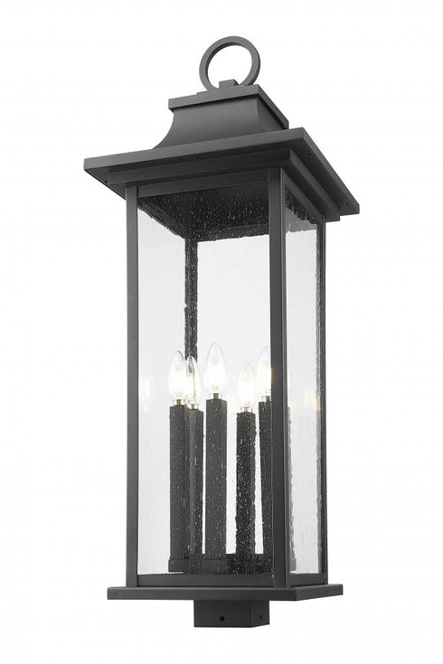 Z-Lite Tiberius 6 Light Outdoor Post Mount Fixture in Black Finish Model: 5017PHXLS-BK