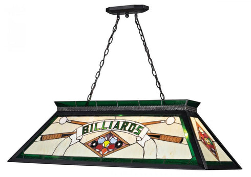 Z-Lite Tiffany Billiard 4 Light Billiard in Matte Black Finish Model: KD25GREEN