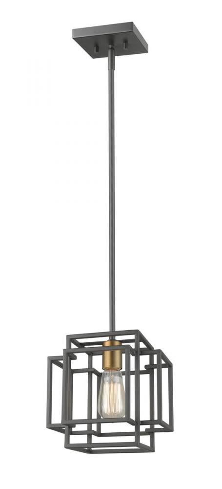 Z-Lite Titania 1 Light Pendant in Black + Brushed Nickel Finish Model: 454MP-BK-BN