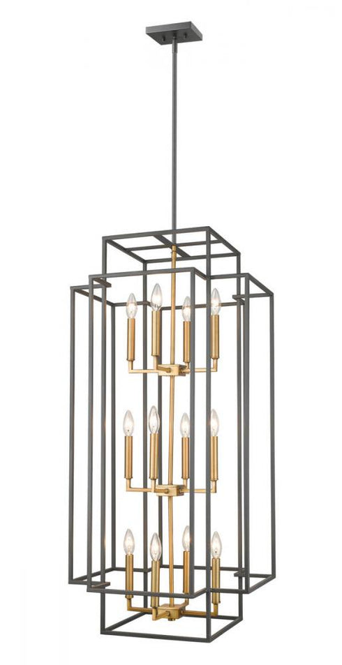 Z-Lite Titania 12 Light Chandelier in Black + Brushed Nickel Finish Model: 454-42BK-BN