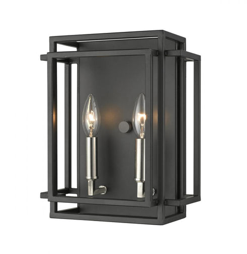 Z-Lite Titania 2 Light Wall Sconce in Black + Brushed Nickel Finish Model: 454-2S-BK-BN