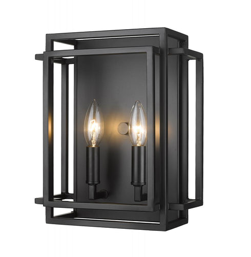 Z-Lite Titania 2 Light Wall Sconce in Black + Brushed Nickel Finish Model: 454-2S-BK-BN