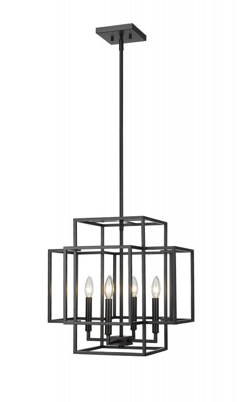 Z-Lite Titania 4 Light Chandelier in Black + Brushed Nickel Finish Model: 454-18BK-BN