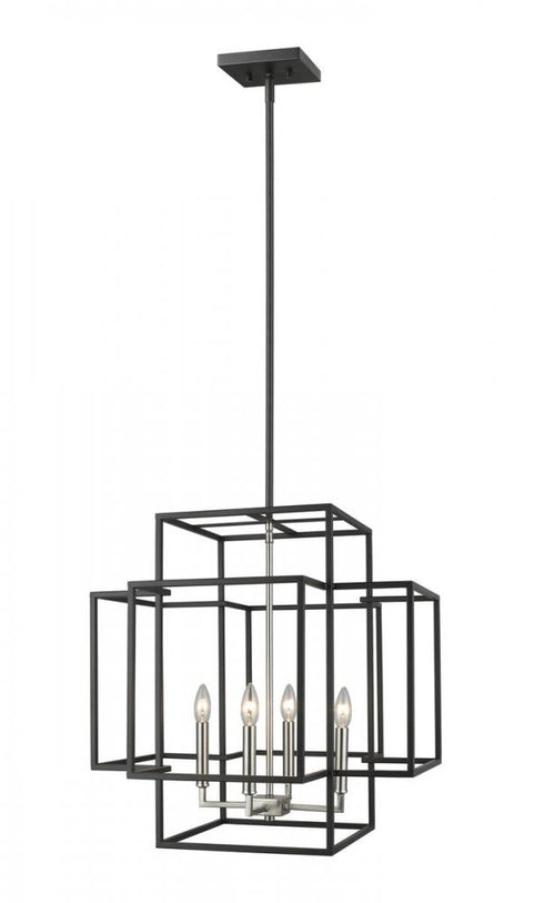 Z-Lite Titania 4 Light Chandelier in Black + Brushed Nickel Finish Model: 454-22BK-BN