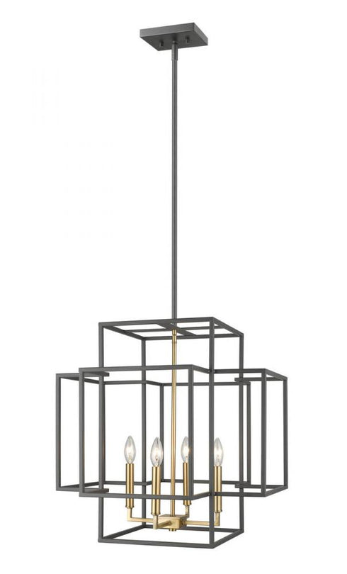 Z-Lite Titania 4 Light Chandelier in Black + Brushed Nickel Finish Model: 454-22BK-BN