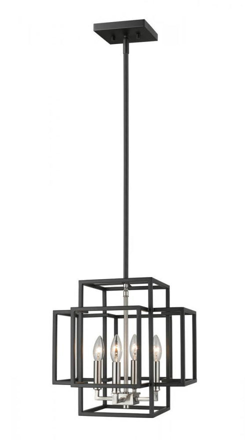 Z-Lite Titania 4 Light Pendant in Black + Brushed Nickel Finish Model: 454-14BK-BN